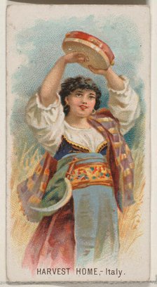 Harvest Home, Italy, from the Holidays series (N80) for Duke brand cigarettes, 1890., 1890. Creator: George S. Harris & Sons.