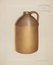 Stoneware Jug, c. 1937. Creator: Annie B Johnston.