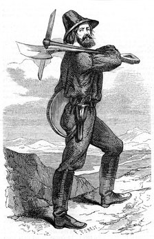 Mining prospector in the Californian gold fields, 1853. Artist: Unknown