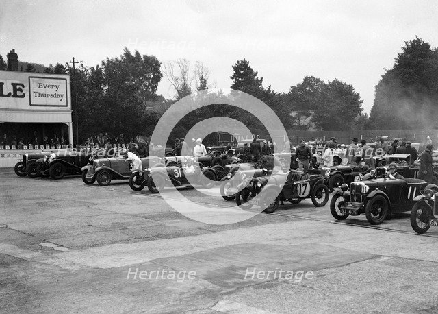 Brighton & Hove Motor Club High Speed Trial, Brooklands, c1931. Artist: Bill Brunell.