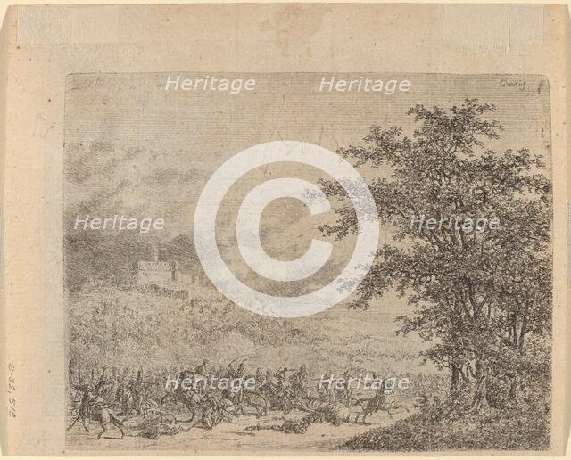 The Affair near Konigstein (L'Affaire pres d e Koenigstein) [verso]. Creator: Gerhardus Emaus De Micault.