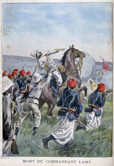 The death of commandant Lamy, Battle of Kousséri, 22nd April 1900.  Artist: Oswaldo Tofani