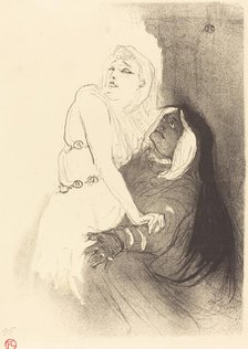 At the Renaissance: Sarah Bernhardt in "Phedre" (A la Renaissance: Sarah Bernhardt dans..., 1893. Creator: Henri de Toulouse-Lautrec.