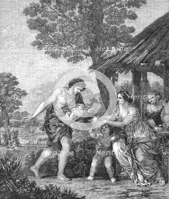 The Finding of Romulus and Remus - from the picture by Pietro da Cortona, 1850. Creator: Unknown.