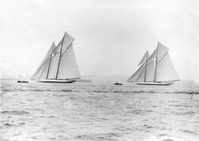 The schooners 'Margherita' & 'Germania', 1913. Creator: Kirk & Sons of Cowes.