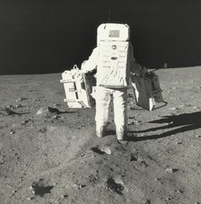 Buzz Aldrin on the Moon with Components of the Early Apollo Scientific Experiments Package, 1969. Creator: Neil Armstrong.