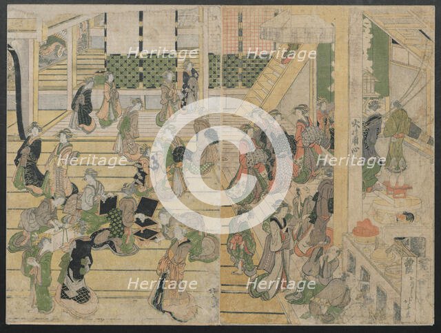 New Year's Day at the Ogiya Seiro, ca. 1804. Creator: Hokusai.