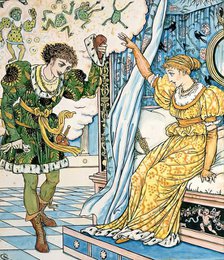 The Frog turns into a Prince - Illustration for 'The Frog Prince', c1874. Creator: Walter Crane.