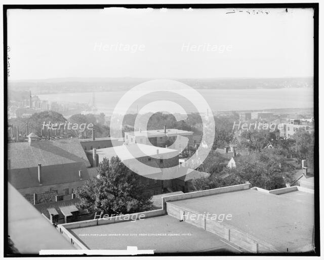 Portland harbor and city from Congress Square Hotel, between 1900 and 1915. Creator: Unknown.