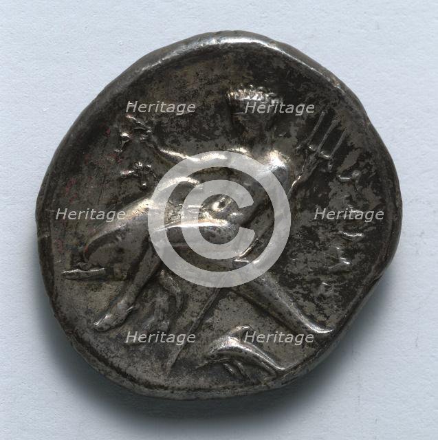 Stater: Taras on Dolphin (reverse), 334-302 BC. Creator: Unknown.