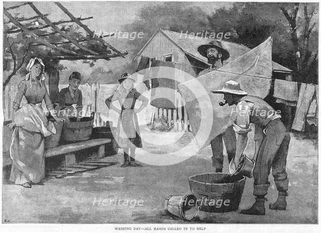 'Washing Day - All Hands Called In To Help', 1889. Artist: Unknown