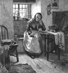 ''"Alone" after Walter Langley, R.I. "Borne on the swift though silent wings of time Old age comes o Creator: Unknown.