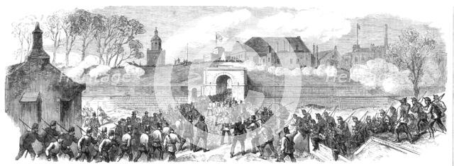 The Volunteer Review at Portsmouth: the defending force concentrating at King William's Gate, 1869. Creator: Unknown.