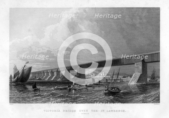 'Victoria Bridge over the St Lawrence, Canada', 1886. Artist: Saddler