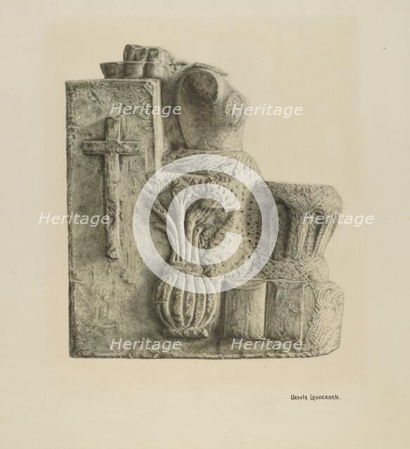 Limestone Font, 1935/1942. Creator: Ursula Lauderdale.