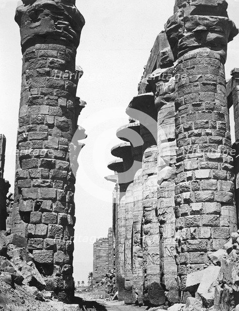Central alley of the great temple at Karnak, Egypt, 1878. Artist: Unknown