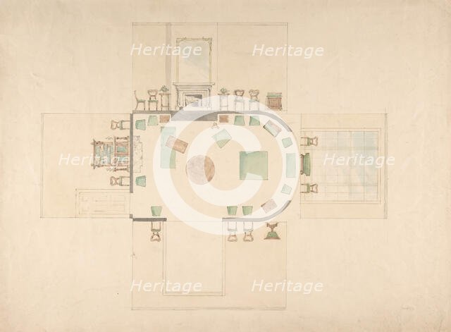 Plan and Elevations of a Room, early 19th century. Creator: Anon.