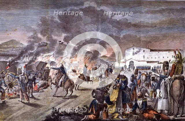 War of Independence (1808 - 1814), the French General Duhesme burns their cars in Calella when hi…