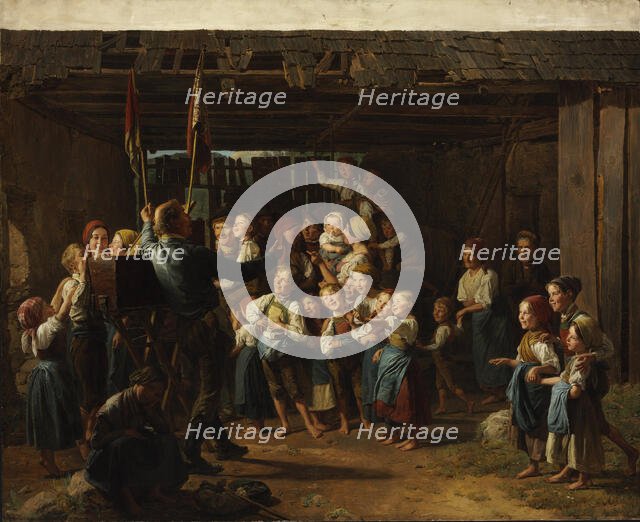 Man with a Peep Box, 1847. Creator: Waldmüller, Ferdinand Georg (1793-1865).