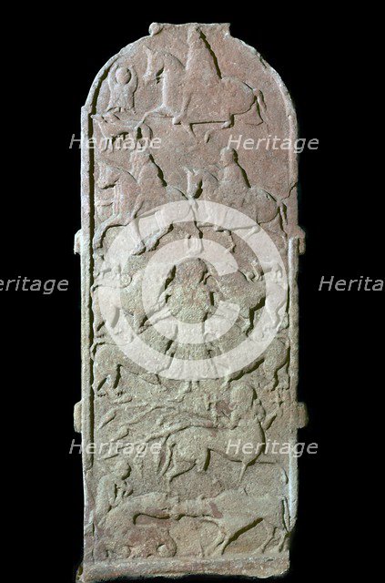 Pictish cross-slab showing Pictish horsemen and centaurs, 7th century Artist: Unknown