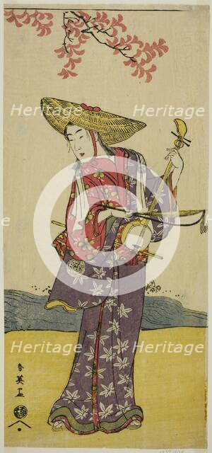 The Actor Sawamura Tamagashira as a Strolling Musician in the Play Dai Danna..., c. 1790. Creator: Katsukawa Shun'ei.