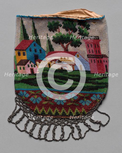 Beaded Bag (landscape scene), 19th century. Creator: Unknown.