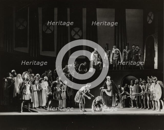 Crowd and lion, 1938. Creator: Unknown.