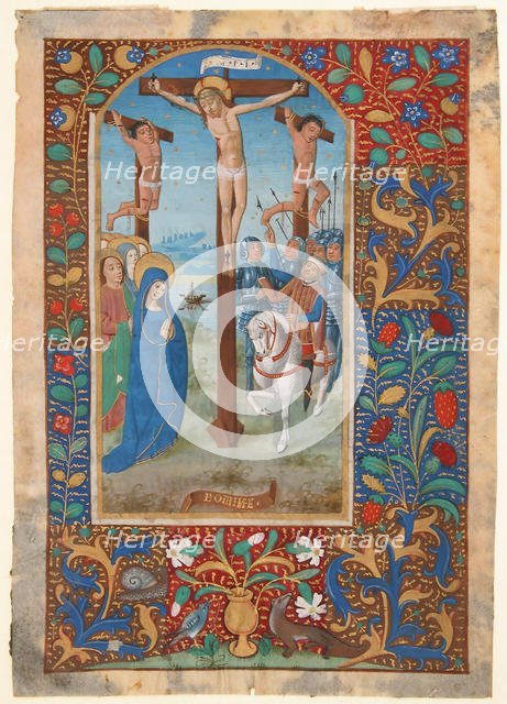 Manuscript Leaf with the Crucifixion, from a Book of Hours, last quarter 15th century. Creator: Unknown.