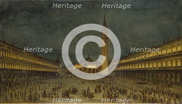 A Night Procession in the Piazza San Marco, c1755. Artist: Francesco Guardi.