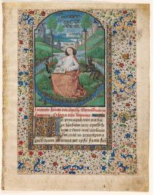 Leaf from a Book of Hours: John on Patmos (1 of 2 Excised Leaves), c. 1465. Creator: Master of Jacques de Luxembourg (French).