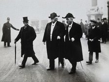 Jean Baptiste Auguste Chauveau and Gabriel Lippmann at the funeral of Joseph Lister, 1912. Creator: Topical Press Agency.