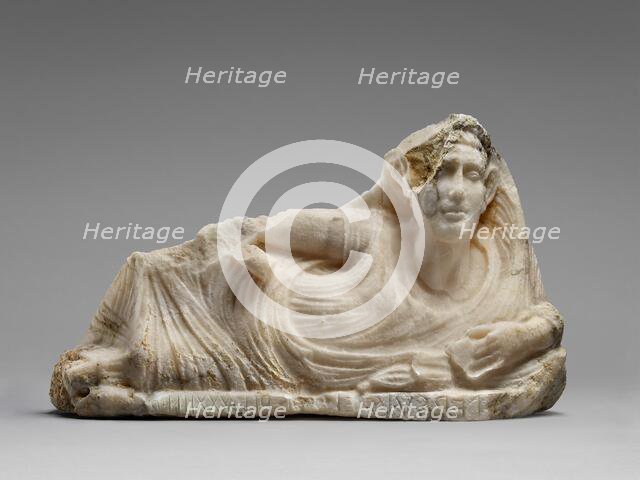 Lid of a Cinerary Urn with a Reclining Male Figure, about 40 B.C. Creator: Unknown.