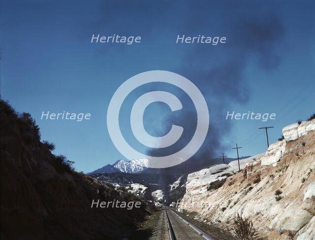 One of the cuts through the mountains, near Cajon, Calif., Cajon Pass, Calif., 1943. Creator: Jack Delano.