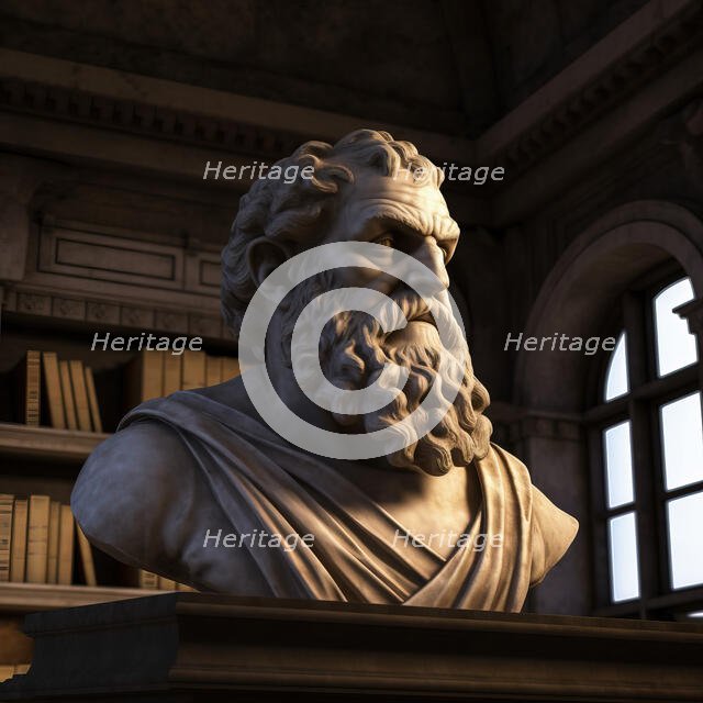 AI IMAGE - Bust of Archimedes, 3rd century BC, (2023).  Creator: Heritage Images.