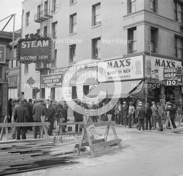 General view of army and crowds, Salvation Army, San Francisco, California, 1939. Creator: Dorothea Lange.