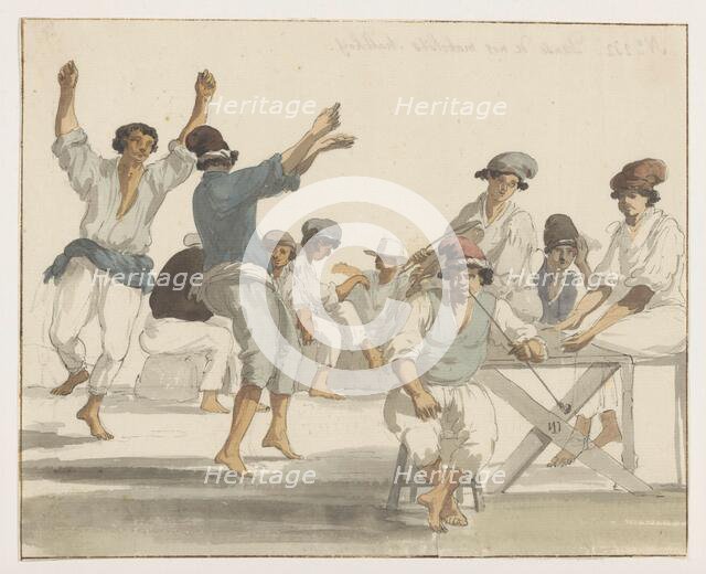Dancing Maltese sailors, 1778. Creator: Louis Ducros.