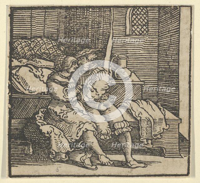 Spinneloccio Locked up in a Chest, on which his Wife and Zeppa are Seated, from The..., before 1534. Creator: Hans Schäufelein the Elder.