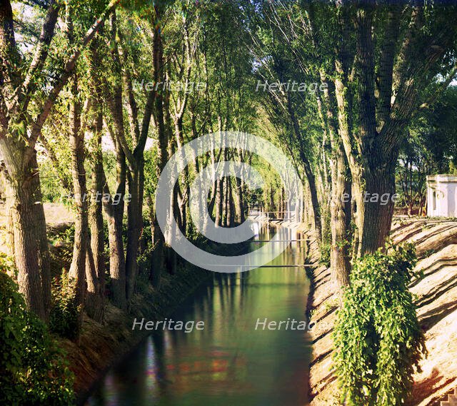 Irrigation canal (aryk) in the Murgab Estate, between 1905 and 1915. Creator: Sergey Mikhaylovich Prokudin-Gorsky.
