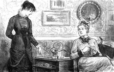 "...Mrs. Goodhart...says with a sigh...'I've no patience with Mr. Wildair"..., 1881 Creator: Joseph Swain.