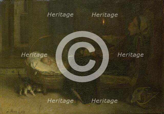 Tired Out (Mother Watched), 1869. Creator: Jacob Henricus Maris.