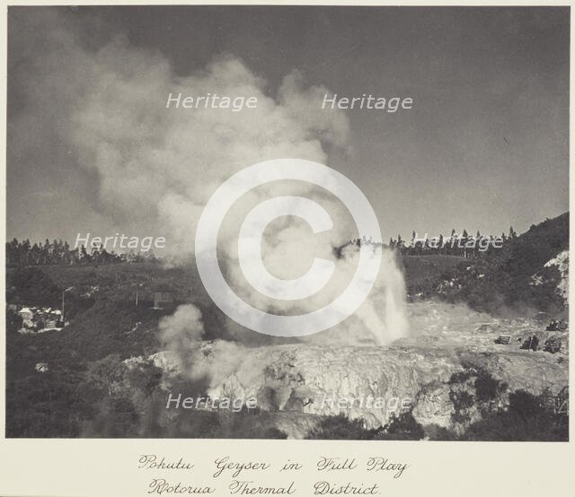 Pohutu Geyser in full play, Rotorua thermal district, 1920s. Creator: Harry Moult.