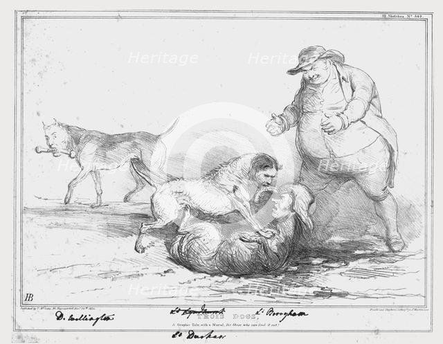'Trios Dogs, A Graphic Tale, with a Moral, for those who can find it out!', 1834. Creator: John Doyle.