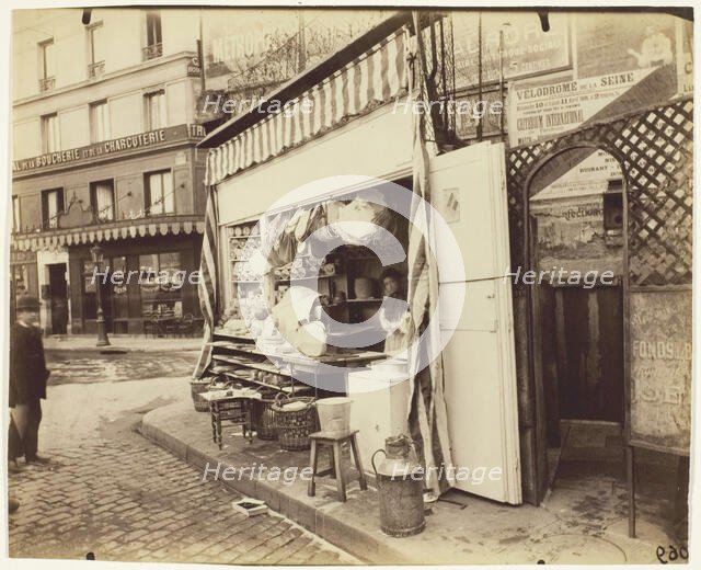 Untitled [street scene with cheese shop], 1898. Creator: Eugene Atget.