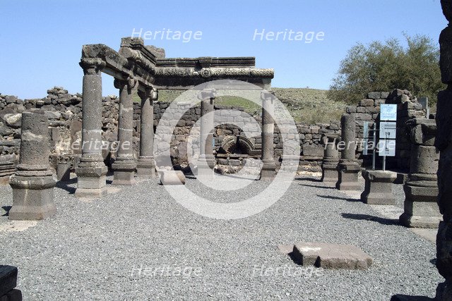 The synagogue at Khorazim, Israel. Artist: Samuel Magal