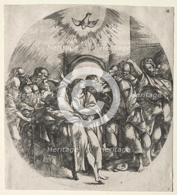 The descent of the holy spirit, 1518. Creator: Domenico Campagnola (Italian, 1500-1564).