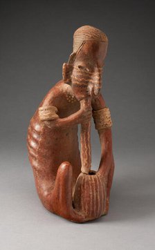 Seated Figure Drinking from a Vessel using a Tube, 200 B.C./A.D. 300. Creator: Unknown.