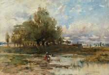 Landscape with pond, 1890-1900. Creator: Felicián Moczik.