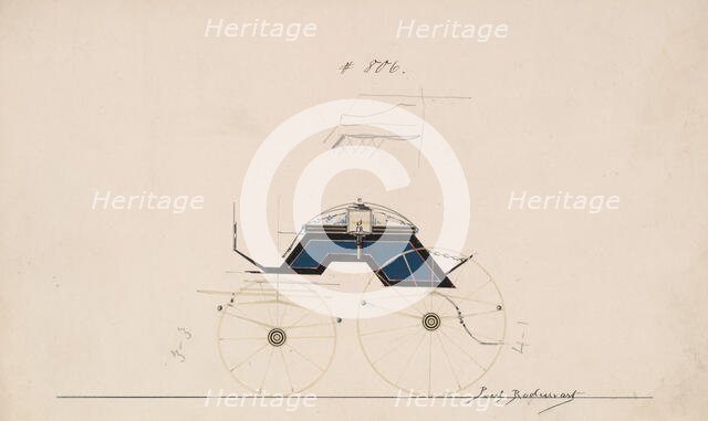 Design for 4 seat Phaeton, no top, no. 806, 1850-70. Creator: Brewster & Co.