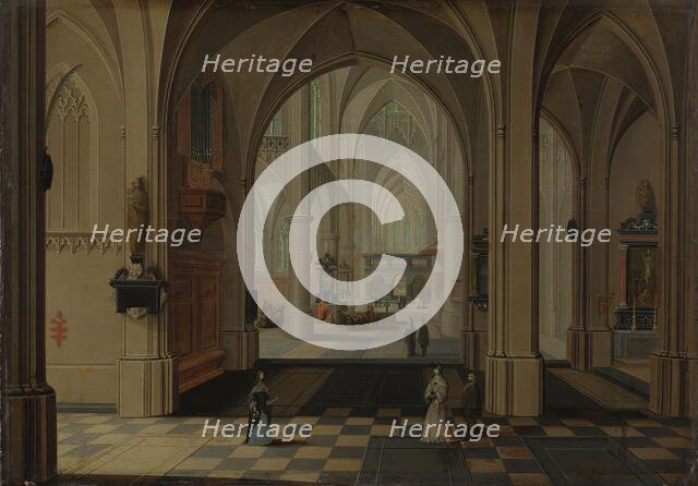 Interior of an Imaginary Gothic Church, Looking East, c.1655-c.1660. Creator: Peeter Neeffs the Elder.