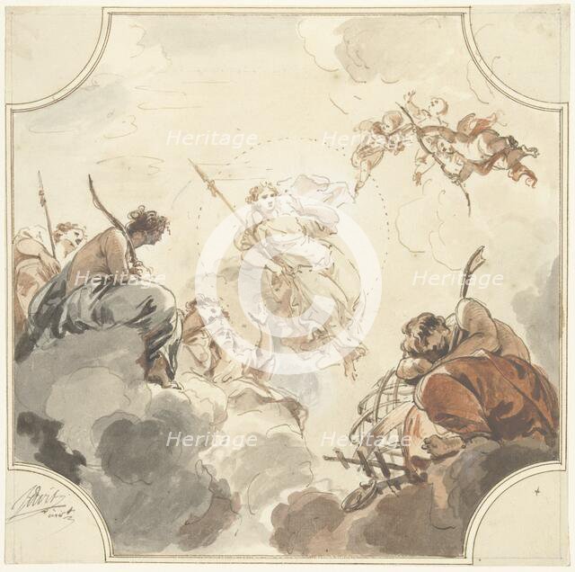 Design for a ceiling painting with Diana and Endymion, 1726. Creator: Jacob de Wit.